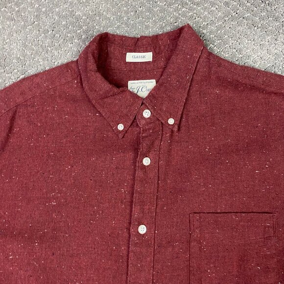 J. CREW Neppy Twill Shirt Men's Large Cranberry Red Brushed Flannel Button Down - Picture 2 of 16